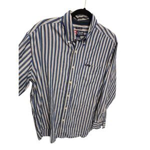 Vintage 90s Chaps Ralph Lauren Blue Stripe Long Sleeve Button Y2K Mens Size M